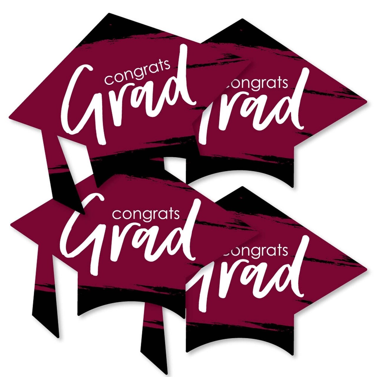 Big Dot of Happiness Maroon Graduation - Grad Cap Decorations DIY Party Essentials - Set of 20